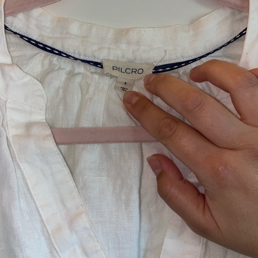 Pilcro White Ruffle-Sleeve Cotton Blouse - Picture 4 of 9